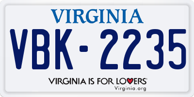 VA license plate VBK2235