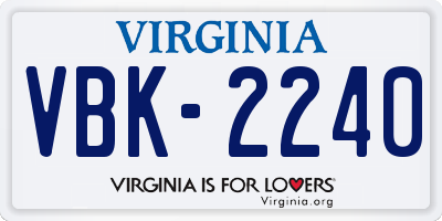 VA license plate VBK2240