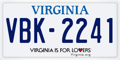 VA license plate VBK2241