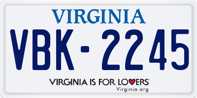 VA license plate VBK2245