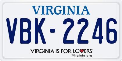 VA license plate VBK2246