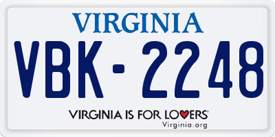 VA license plate VBK2248