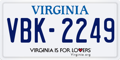 VA license plate VBK2249