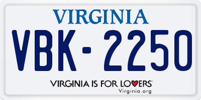 VA license plate VBK2250