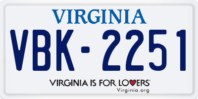 VA license plate VBK2251