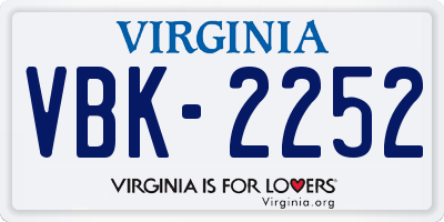 VA license plate VBK2252