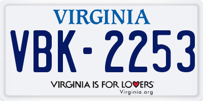 VA license plate VBK2253