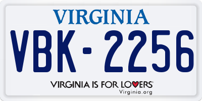 VA license plate VBK2256