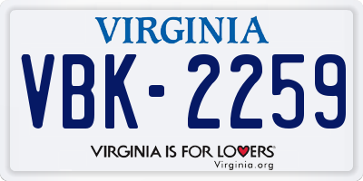 VA license plate VBK2259
