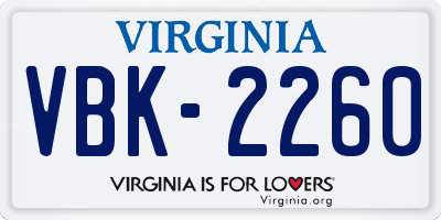 VA license plate VBK2260