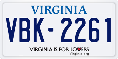 VA license plate VBK2261