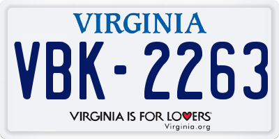 VA license plate VBK2263