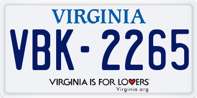 VA license plate VBK2265