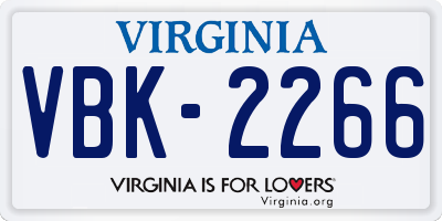 VA license plate VBK2266