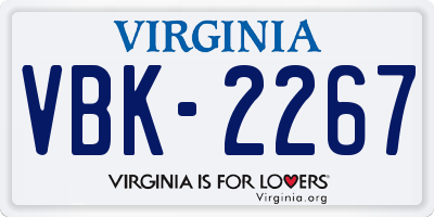 VA license plate VBK2267
