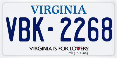 VA license plate VBK2268