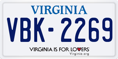 VA license plate VBK2269