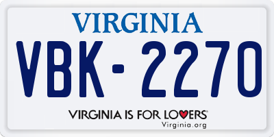 VA license plate VBK2270