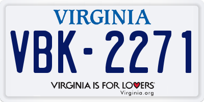 VA license plate VBK2271