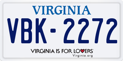 VA license plate VBK2272