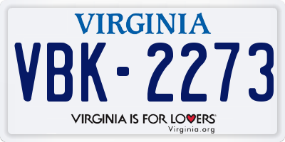 VA license plate VBK2273