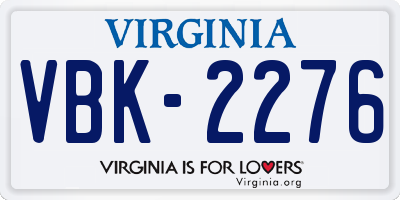 VA license plate VBK2276