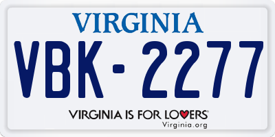 VA license plate VBK2277