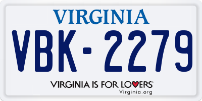 VA license plate VBK2279