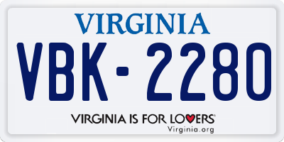VA license plate VBK2280