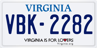 VA license plate VBK2282