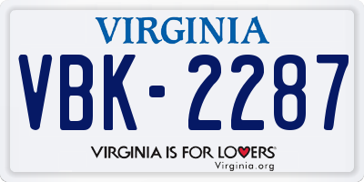 VA license plate VBK2287