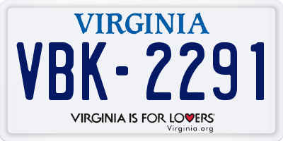 VA license plate VBK2291