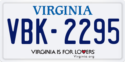 VA license plate VBK2295