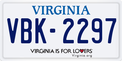 VA license plate VBK2297