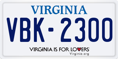 VA license plate VBK2300