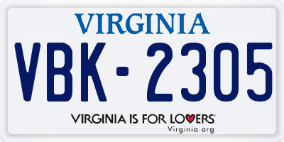 VA license plate VBK2305