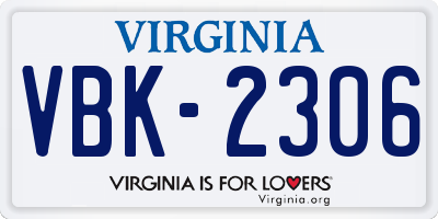 VA license plate VBK2306