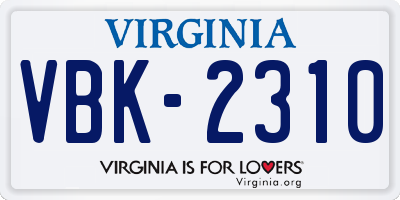 VA license plate VBK2310