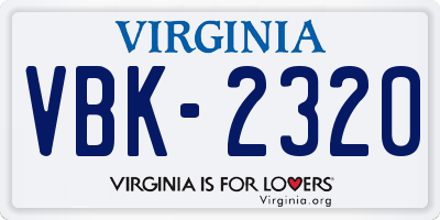 VA license plate VBK2320