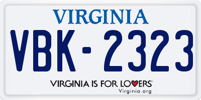 VA license plate VBK2323