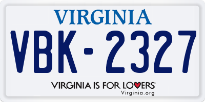 VA license plate VBK2327