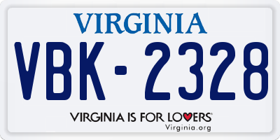VA license plate VBK2328