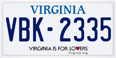 VA license plate VBK2335