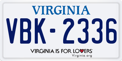 VA license plate VBK2336