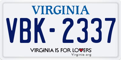 VA license plate VBK2337