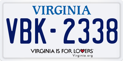 VA license plate VBK2338