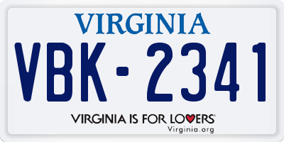 VA license plate VBK2341