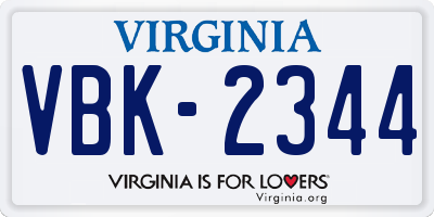VA license plate VBK2344
