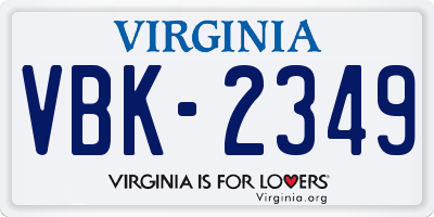 VA license plate VBK2349