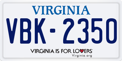 VA license plate VBK2350
